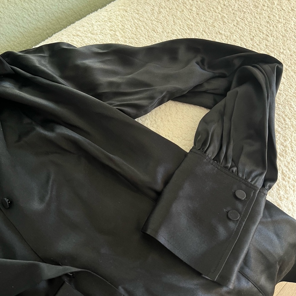 Frame Black Satin Button Down Blouse - Picture 9 of 9